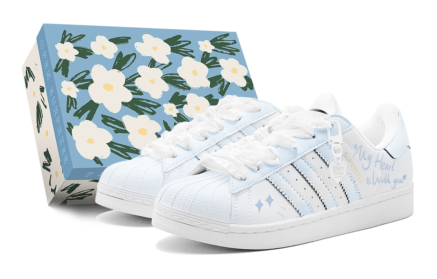

Кроссовки adidas originals Superstar Skateboarding Shoes Unisex Low-top White, синий/белый