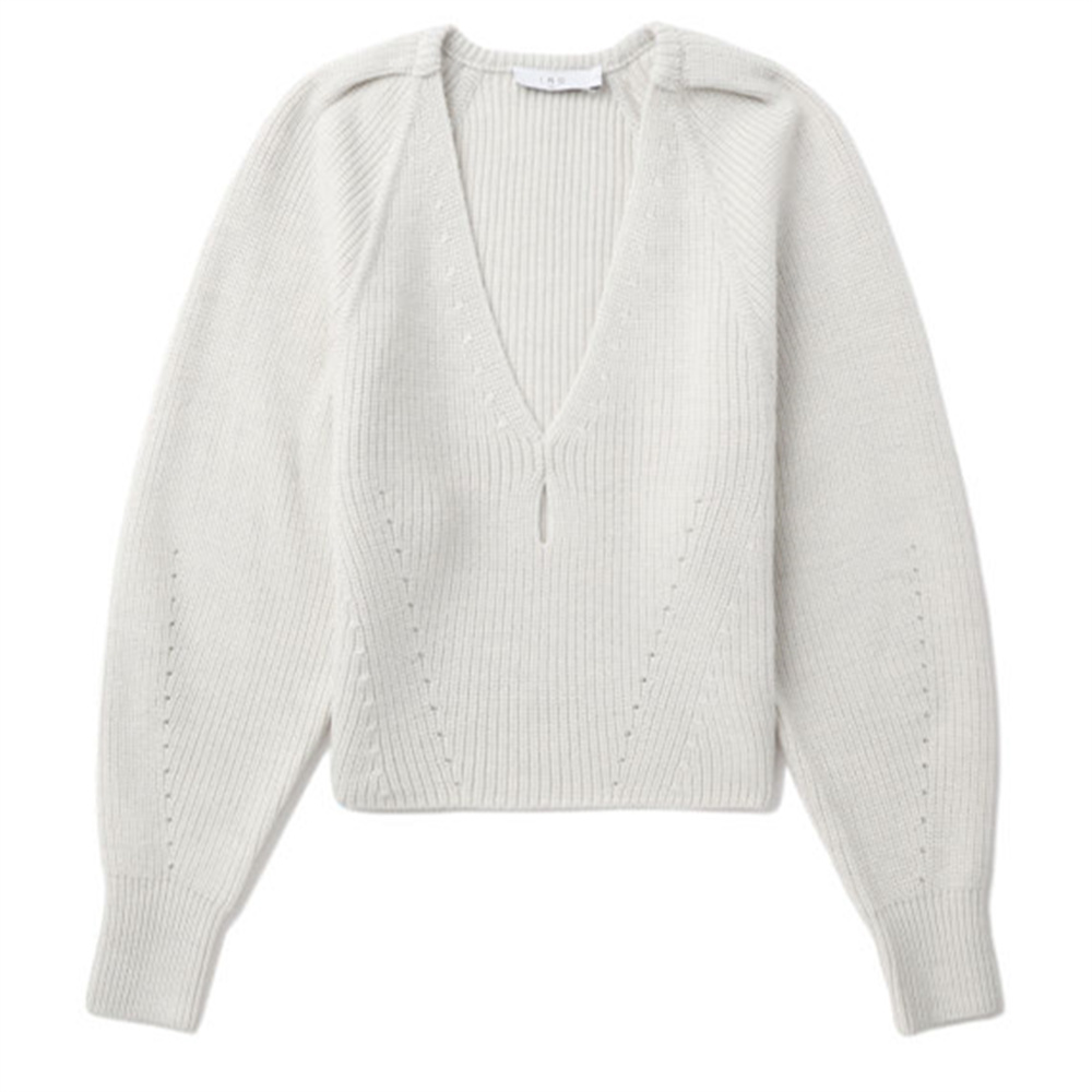 

Iro V-образный вырез ребристый вязаный джемпер IRO NIGHT, коричневый серый