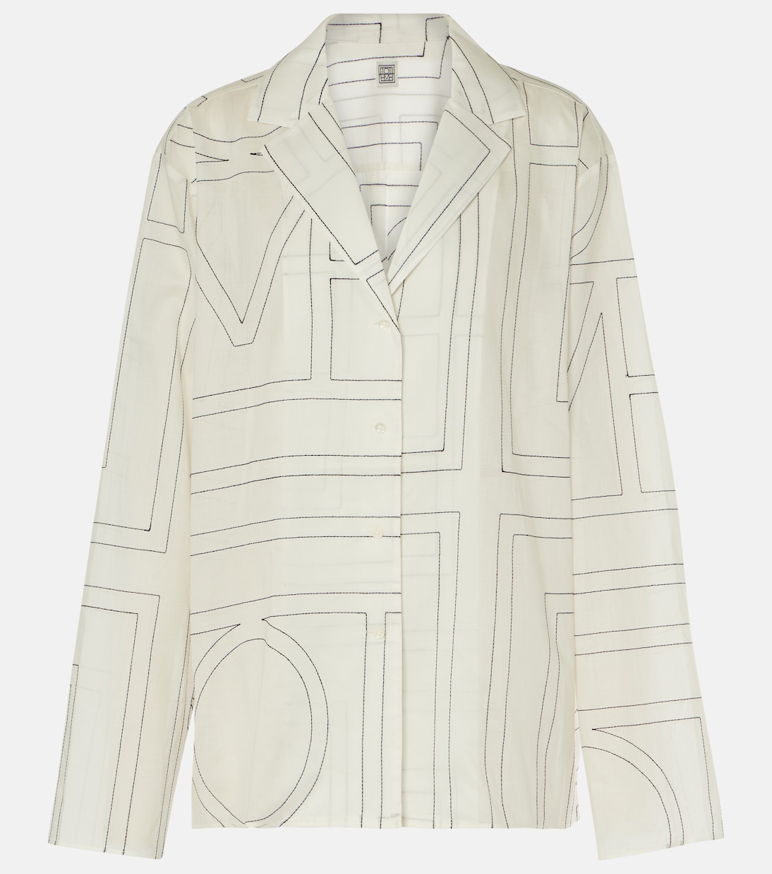 

Монограмма хлопковая рубашка Toteme, White/Black