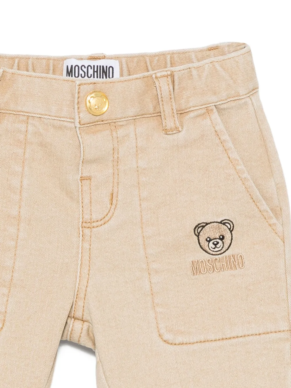 Брюки с вышивкой Тедди Moschino Kids, нейтральный — фото 3