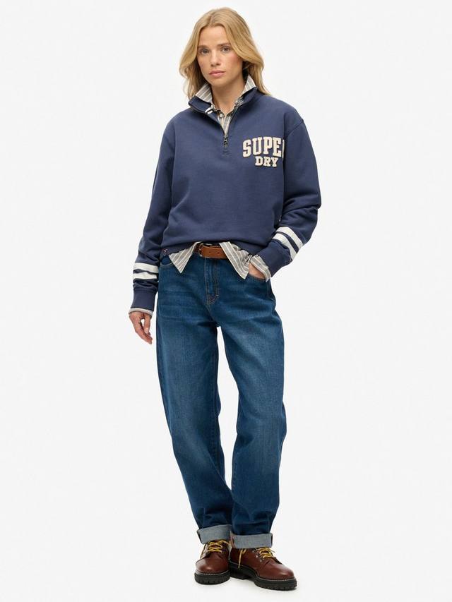 Свитшот с аппликацией Athletic Essentials на молнии до половины Superdry, Mariner Navy — фото 3