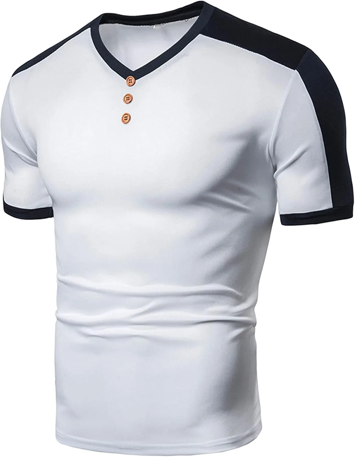 

JEsilunmaMY мужская футболка хенли с цветными блоками, короткий рукав, V-образный вырез, slim fit