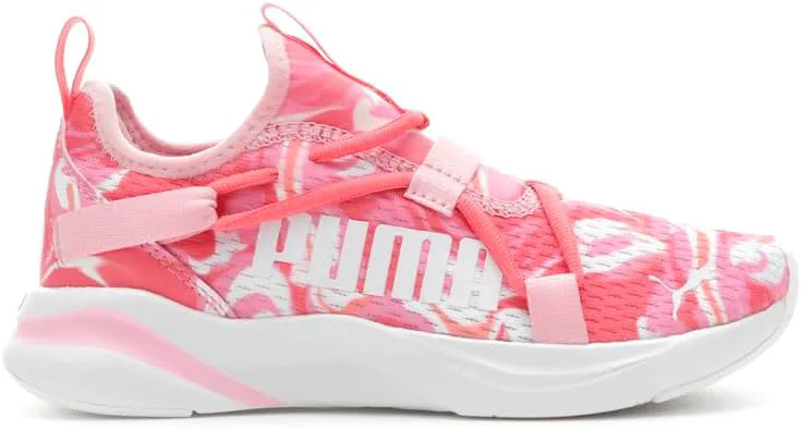 Кроссовки PUMA для мальчиков Rift Slip On с принтом по всей поверхности, коралловый/белый — фото 3