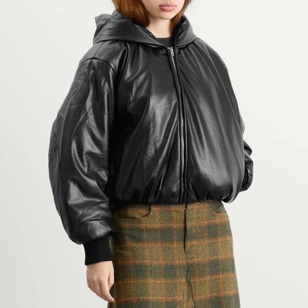 Пальто Offy из зернистой искусственной кожи с капюшоном Acne Studios, черный — фото 2