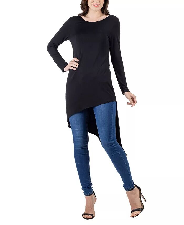 

Женская туника длиной до колена с длинными рукавами 24seven Comfort Apparel, черный