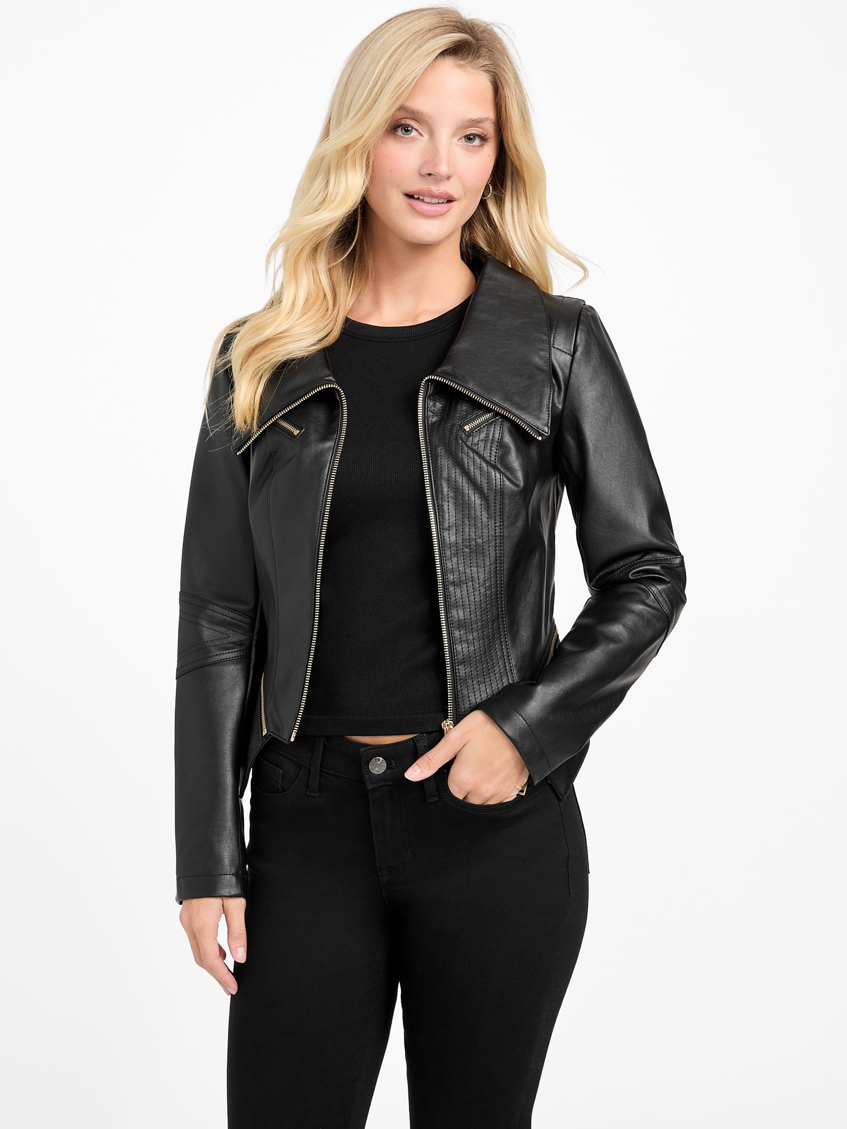 

Мотоциклетная куртка из искусственной кожи Dani Guess Factory, черный