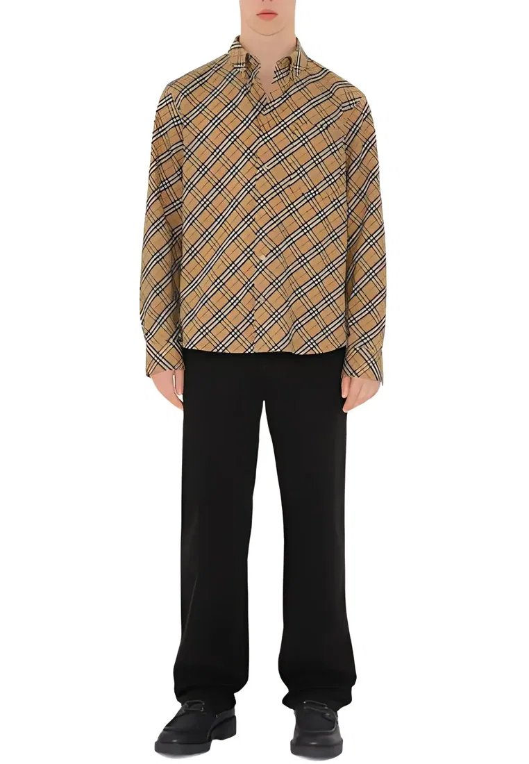 Рубашка мужская Burberry 81040721, хлопок, бежевая — фото 2