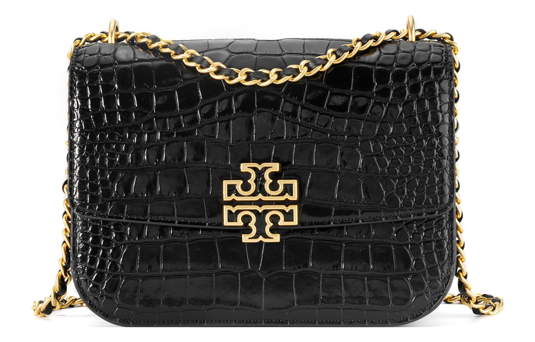 

TORY BURCH Сумка Britten Leather Crossbody, женская, черно-золотые