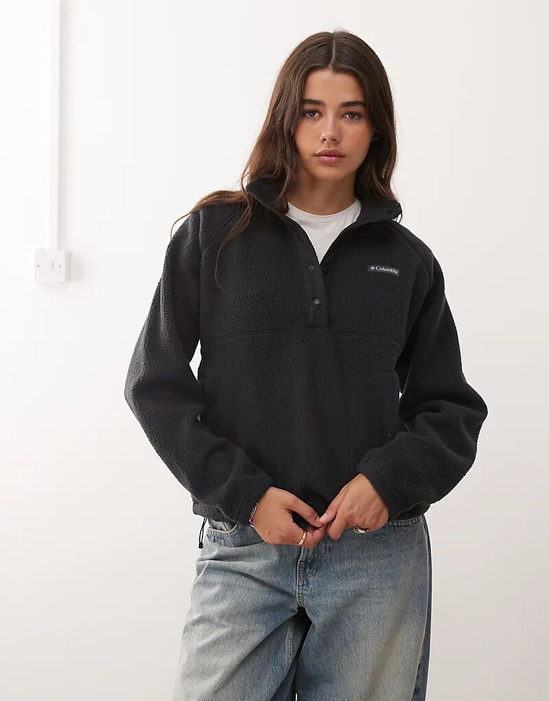 

Флисовая кофта Columbia Jasper Ridge с эффектом зернистости, черная, с застежкой на 1/2 кнопки