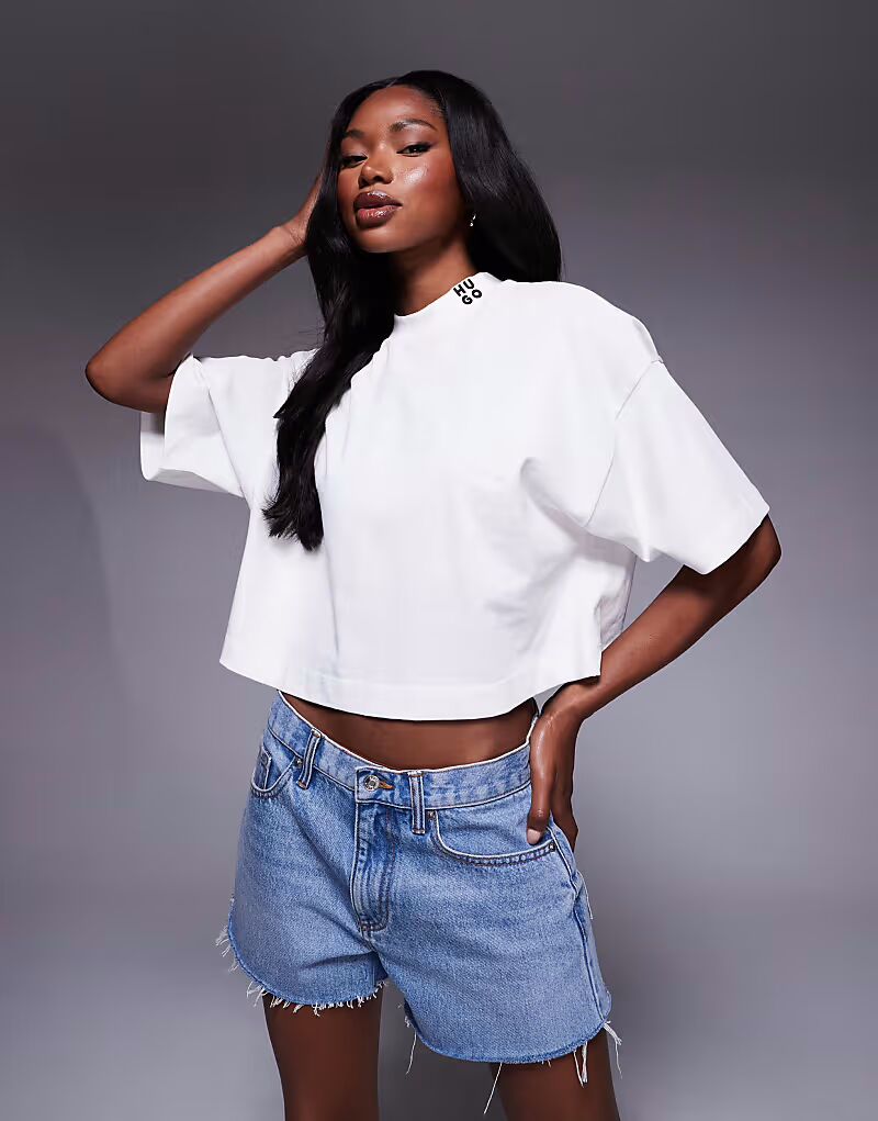 

Футболка свободного кроя Hugo Red Damelody белого цвета с многослойным логотипом