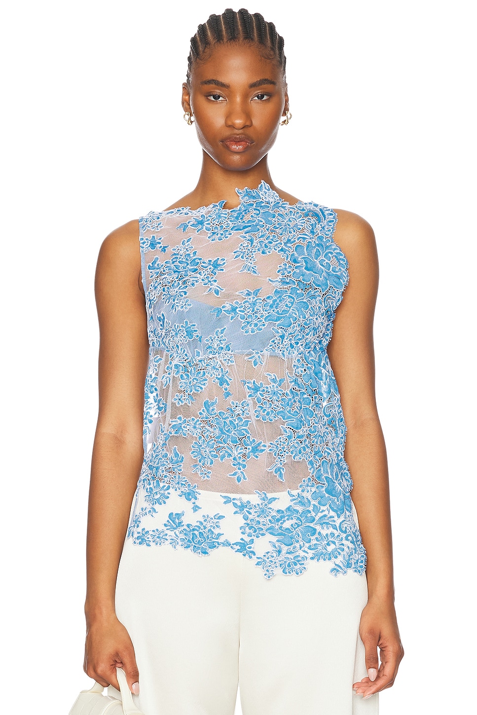 

Floating Lace Balconette Tank Топ Christopher Esber, Boston Blue
