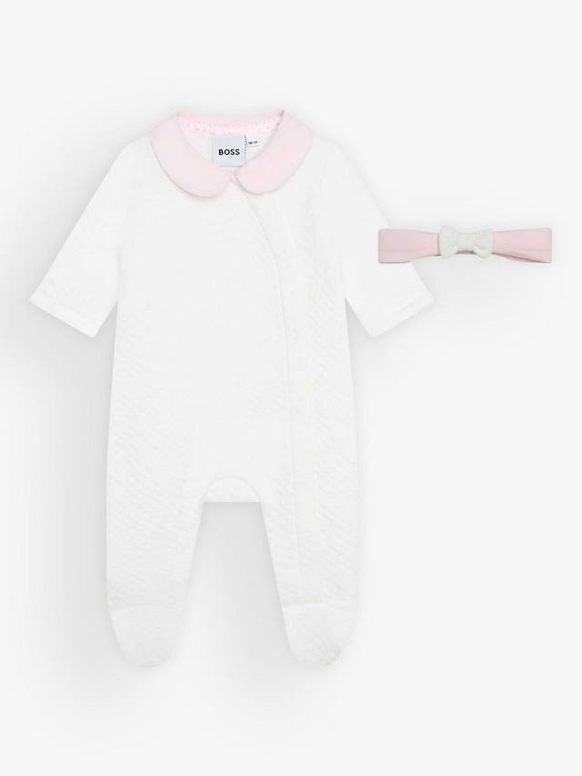 

Комплект комбинезона и повязки BOSS Baby HUGO BOSS, Off White/Pink