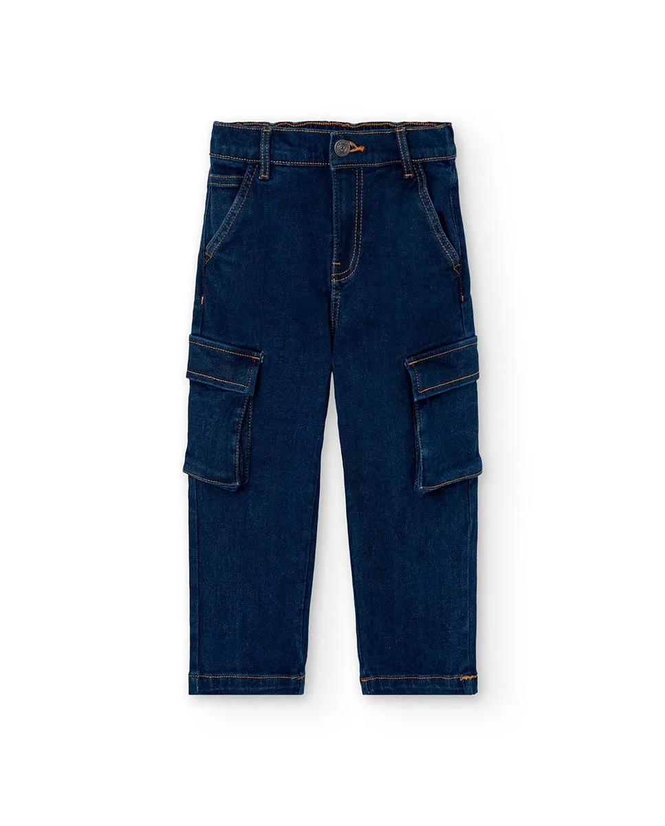 

Детские джинсы с застежкой на кнопки Boboli, темно-синий