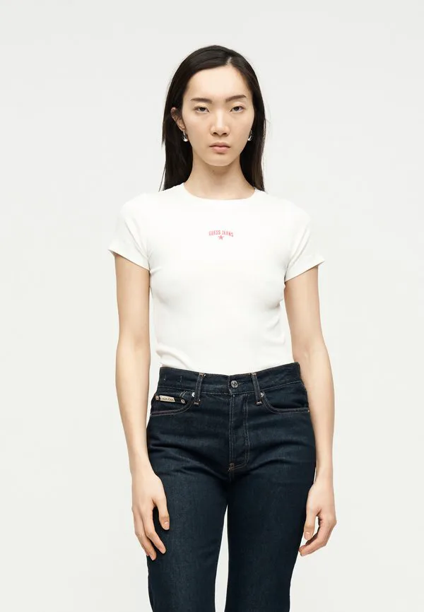 

Базовая футболка Guess Jeans, Alabaster White, Белый, Базовая футболка Guess Jeans, Alabaster White
