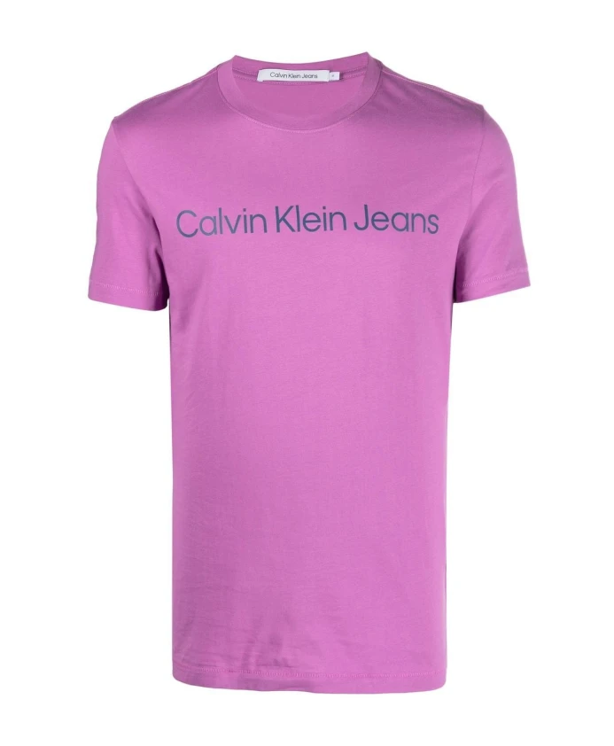 

Фиолетовая хлопковая футболка с логотипом. Calvin Klein Jeans, фиолетовый