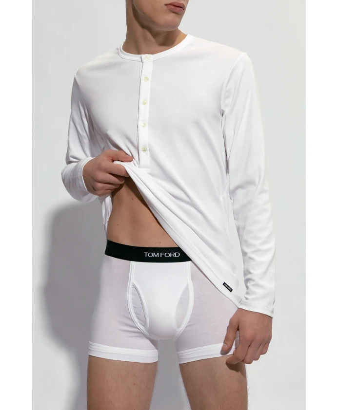 Белая футболка Tom Ford Henley с логотипом — фото 2