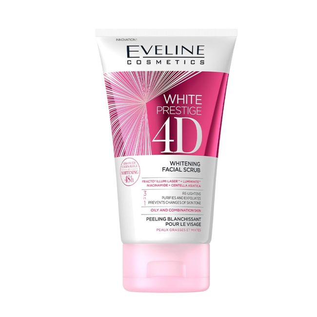 

White prestige 4d отбеливающий скраб для лица Eveline, 150 мл