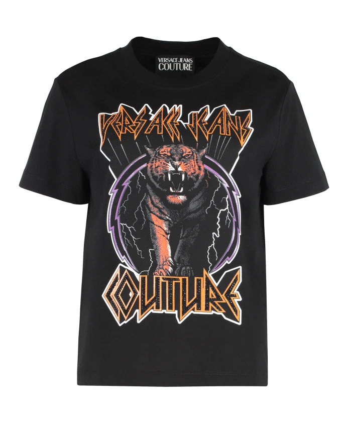 

Хлопковая футболка с круглым вырезом Versace Jeans Couture, черный