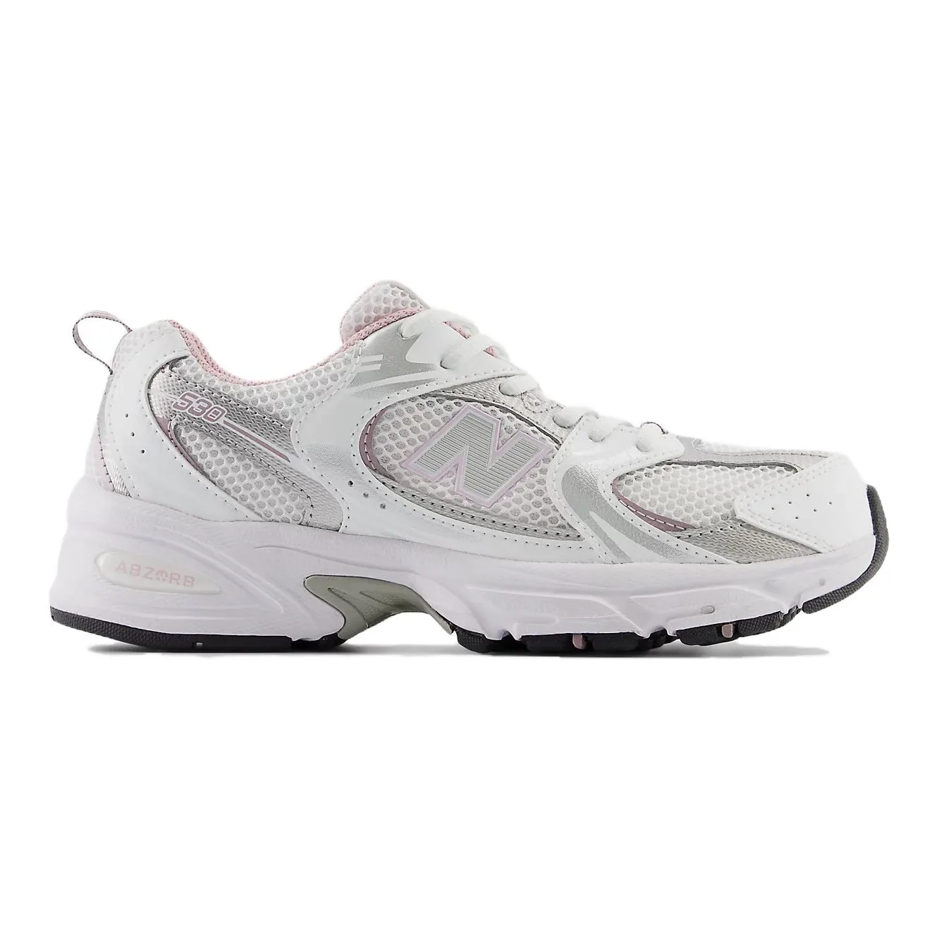 New Balance Детские кроссовки для бега NB 530 с низким верхом, устойчивые к истиранию, бело-розовые, унисекс — фото 3