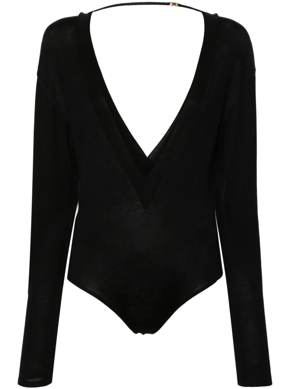 Боди из тонкой вязки с V-образным вырезом Saint Laurent, черный