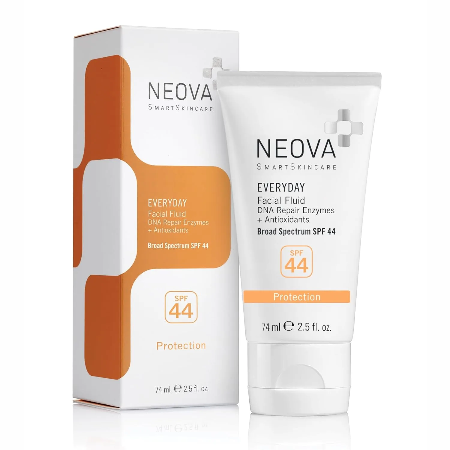 Солнцезащитный флюид для лица NEOVA SmartSkincare, 2,5 жидких унции | Широкий спектр защиты от солнца SPF 44 | Гибридная защита от солнца | Без масел и некомедогенный