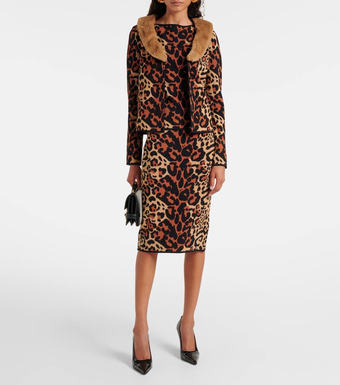 Жаккардовый кардиган с леопардовым принтом Blumarine, цвет brown sugar/black — фото 2