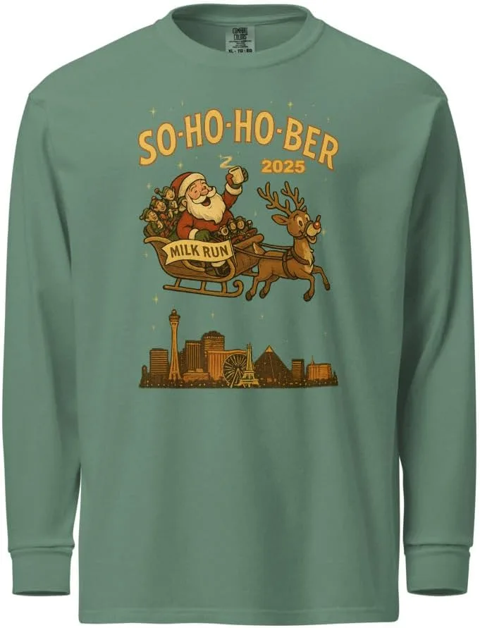 

Футболка Sohohober Christmas Santa Milk Run 2025 AA NA Al-Anon Clean Sober Rehab Recovery Long-Sleeve Jakey Brand
