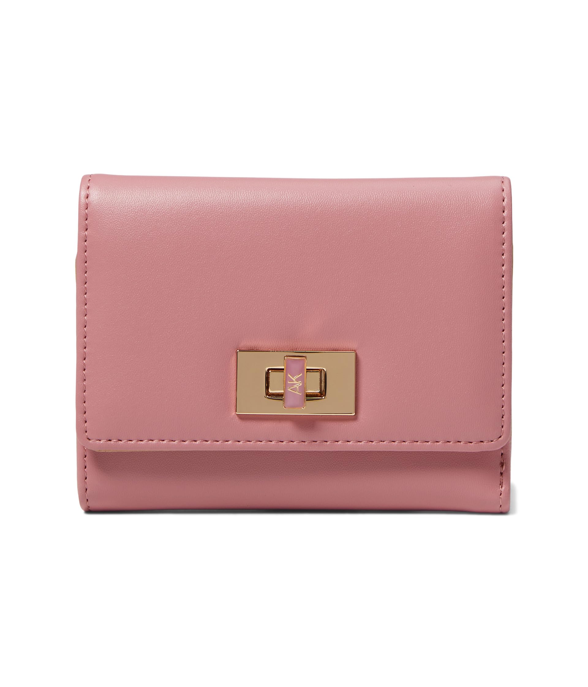 

Кошелек Anne Klein AK Small Flap Wallet With Enamel Filled Turn Lock, цвет Vintage Pink