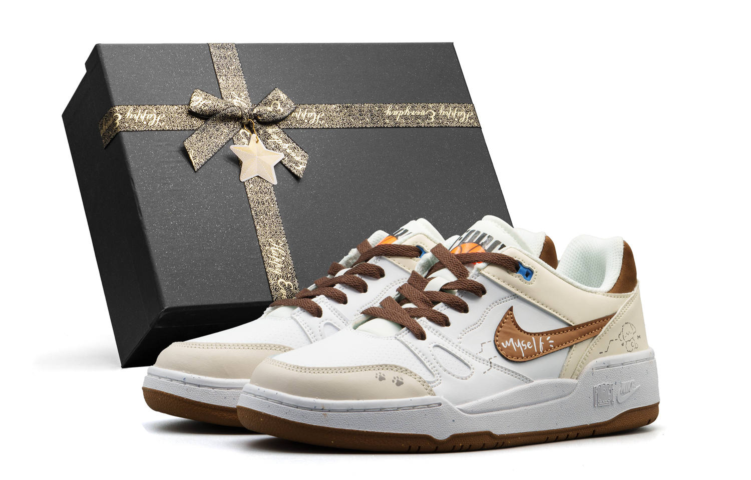 

Кроссовки для скейтбординга Full Force низкие мужские umber Nike, коричневый/белый