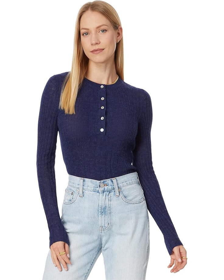 

Свитер Madewell Lightweight Alpaca Madison Henley Pullover, цвет Bright Cobalt