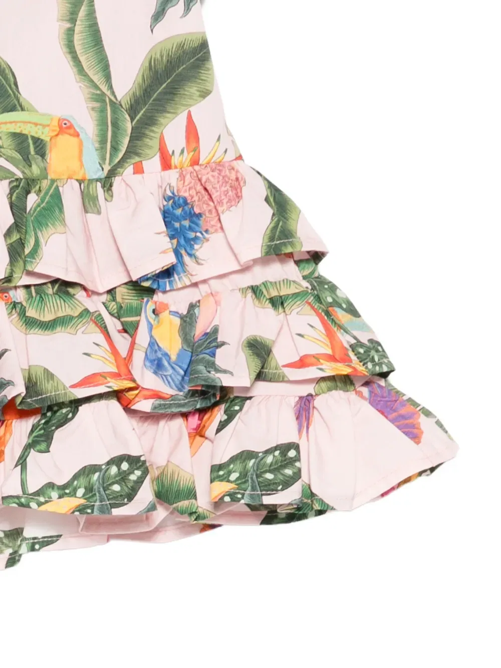 Повседневное платье с оборками и тропическим принтом Roberto Cavalli Junior, розовый — фото 3