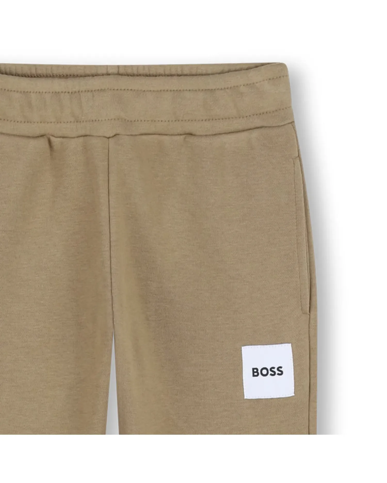 Спортивные брюки для мальчика из хлопка однотонные BOSS Kidswear, Natural — фото 2