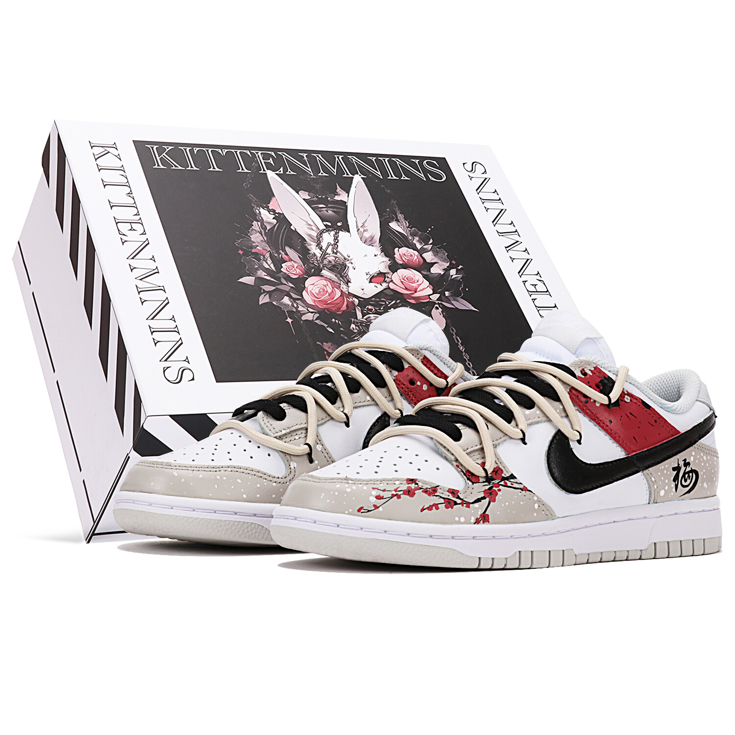 

Кроссовки для скейтбординга Dunk женские с низким верхом, белый/красный/бежевый/черный Nike