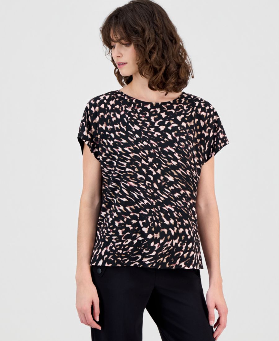 

Женская футболка с коротким рукавом, выполненная в смешанной технике Anne Klein, Anne Black Multi, Черный, Женская футболка с коротким рукавом, выполненная в смешанной технике Anne Klein, Anne Black Multi