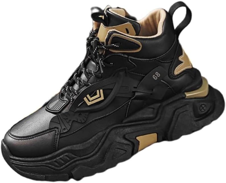 

Мужские высокие спортивные кроссовки большого размера - модные и универсальные, противоскользящие и прочные, дышащие и комфортные, подходят для бега, активного отдыха, баскетбола и тренировок в зале Fmshi, черный