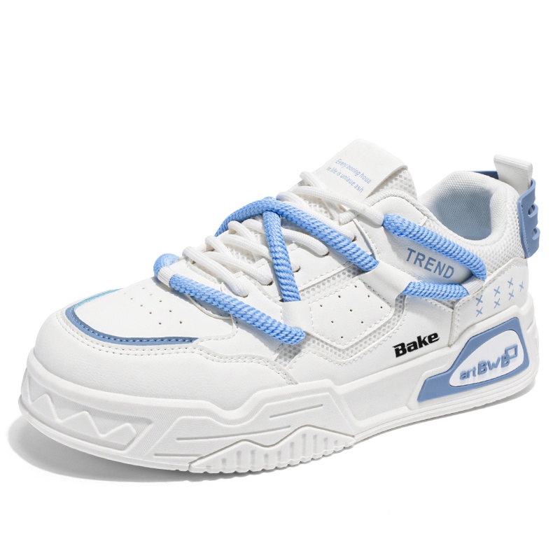 

BAKE Скользоустойчивые амортизирующие скейтерские кеды мужские низкие White Light Blue, цвет White Light Blue