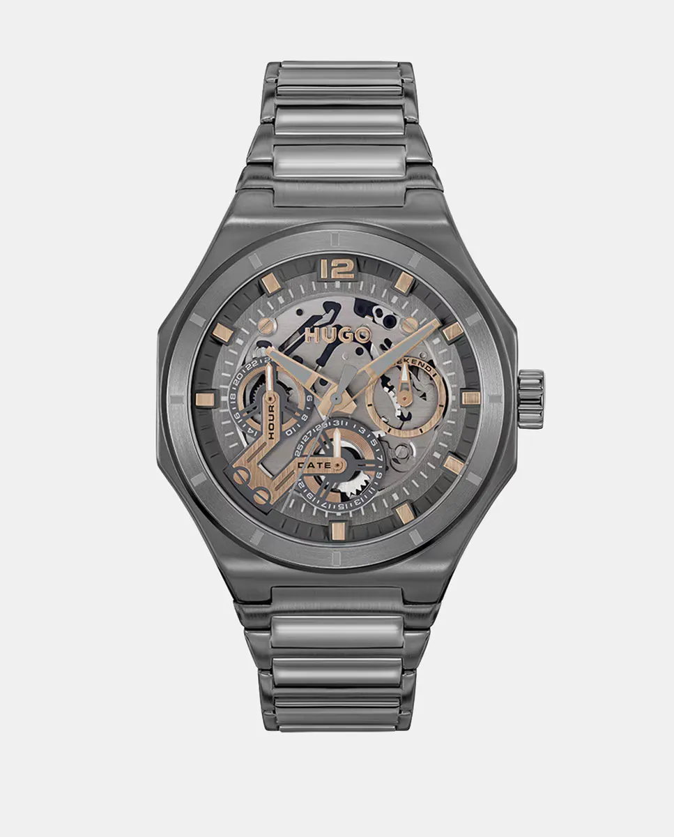 

Grail Skeleton 1530378 многофункциональные мужские часы из серой стали Hugo