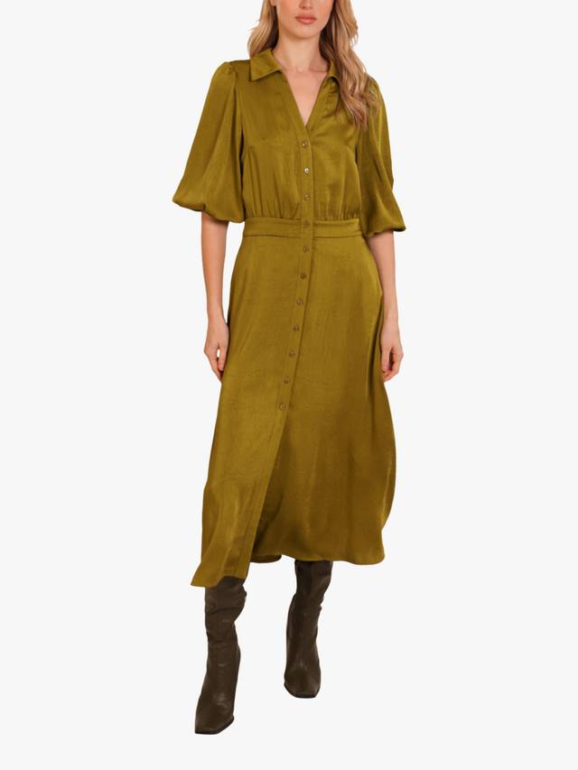 

Платье-рубашка миди Frida с V-образным вырезом и рукавами-фонариками Traffic People