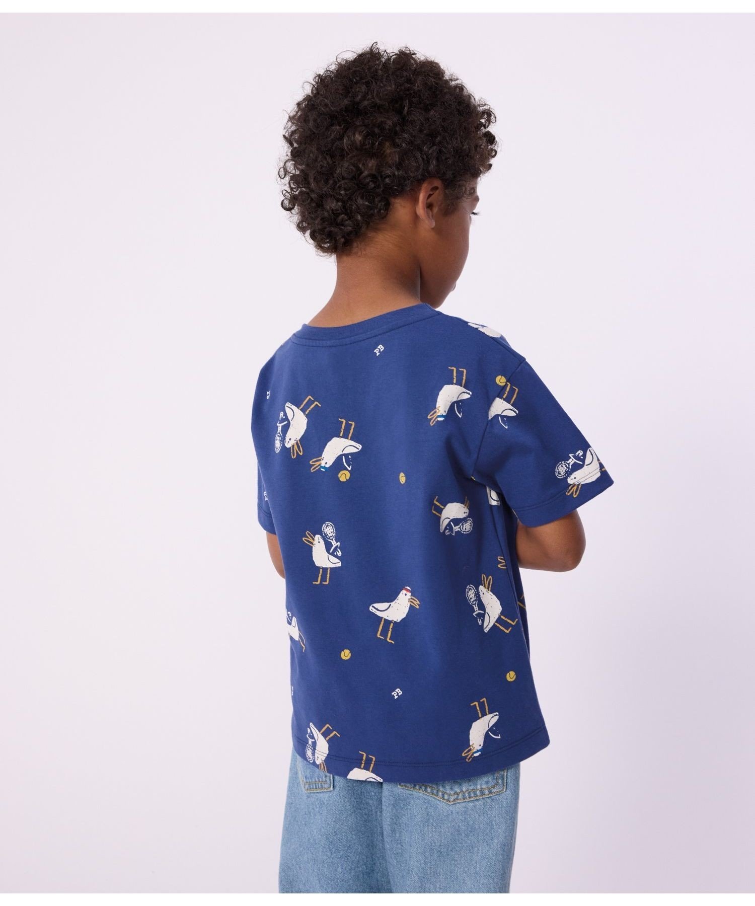 Хлопковая футболка с коротким рукавом и принтом PETIT BATEAU, Blue/Multicolor