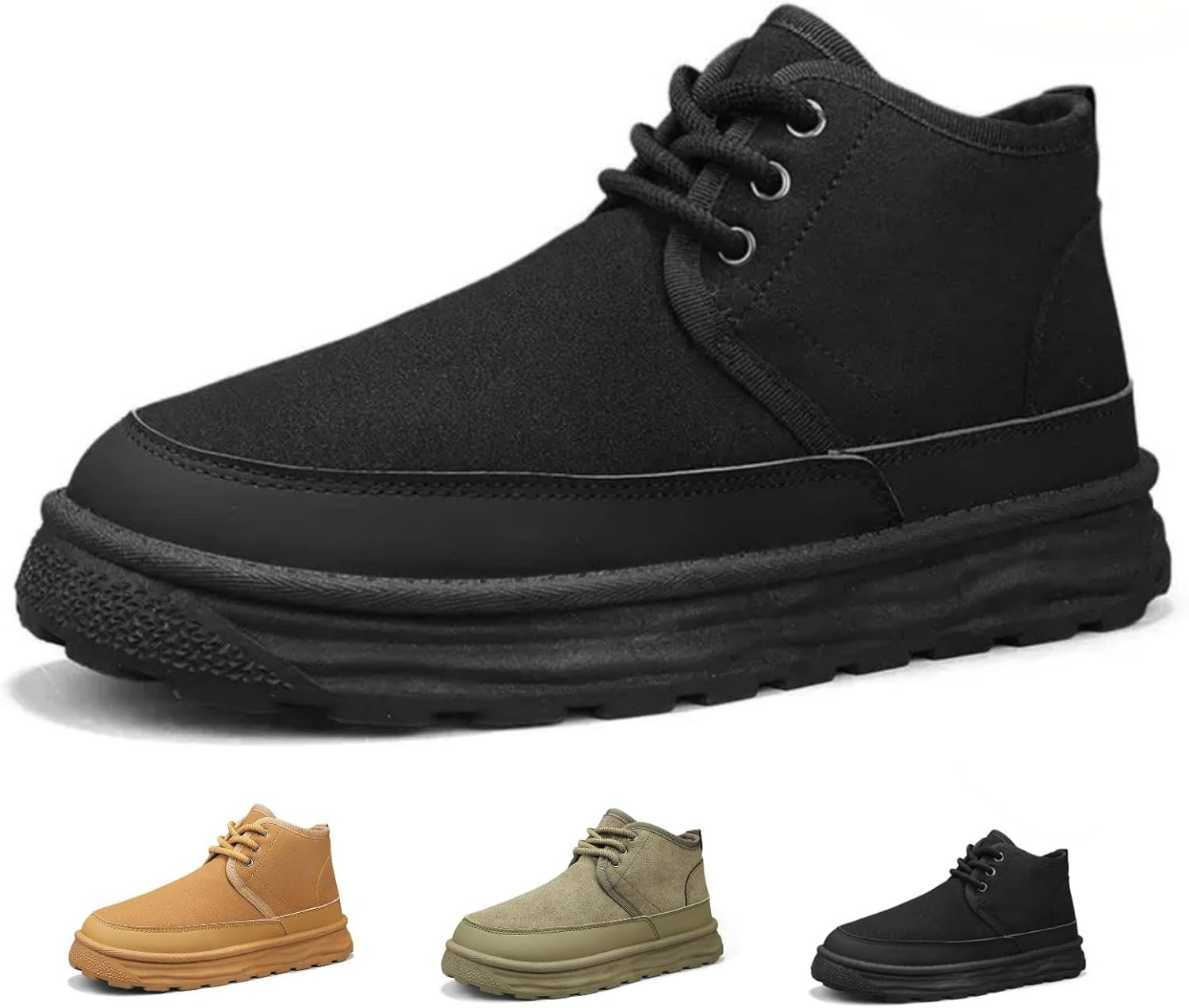 

Зимние мужские боевые ботинки MACEFIL с утеплителем, меховой подкладкой, нескользящей подошвой, удобные модные ботинки для прогулок на улице, черный