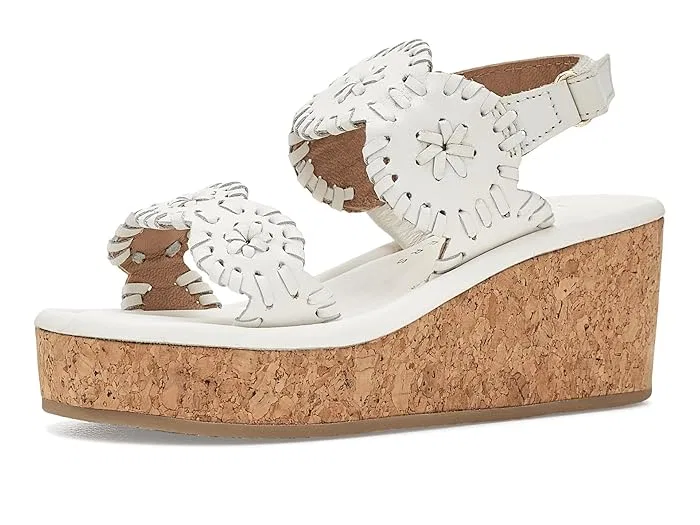 Босоножки на каблуке Lauren High Wedge Jack Rogers Kids, White — фото 2