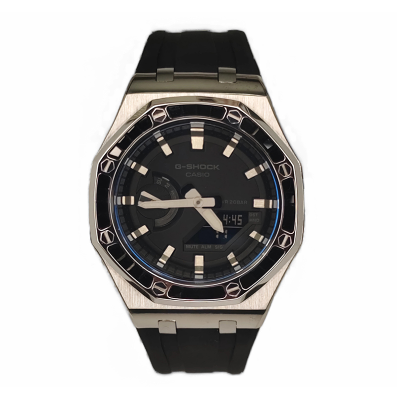 

CASIO Часы Unisex Liquid Crystal/Analog Dual Display Series 44mm Black Watch, Offshore Silver Black Diamond Sword Silver