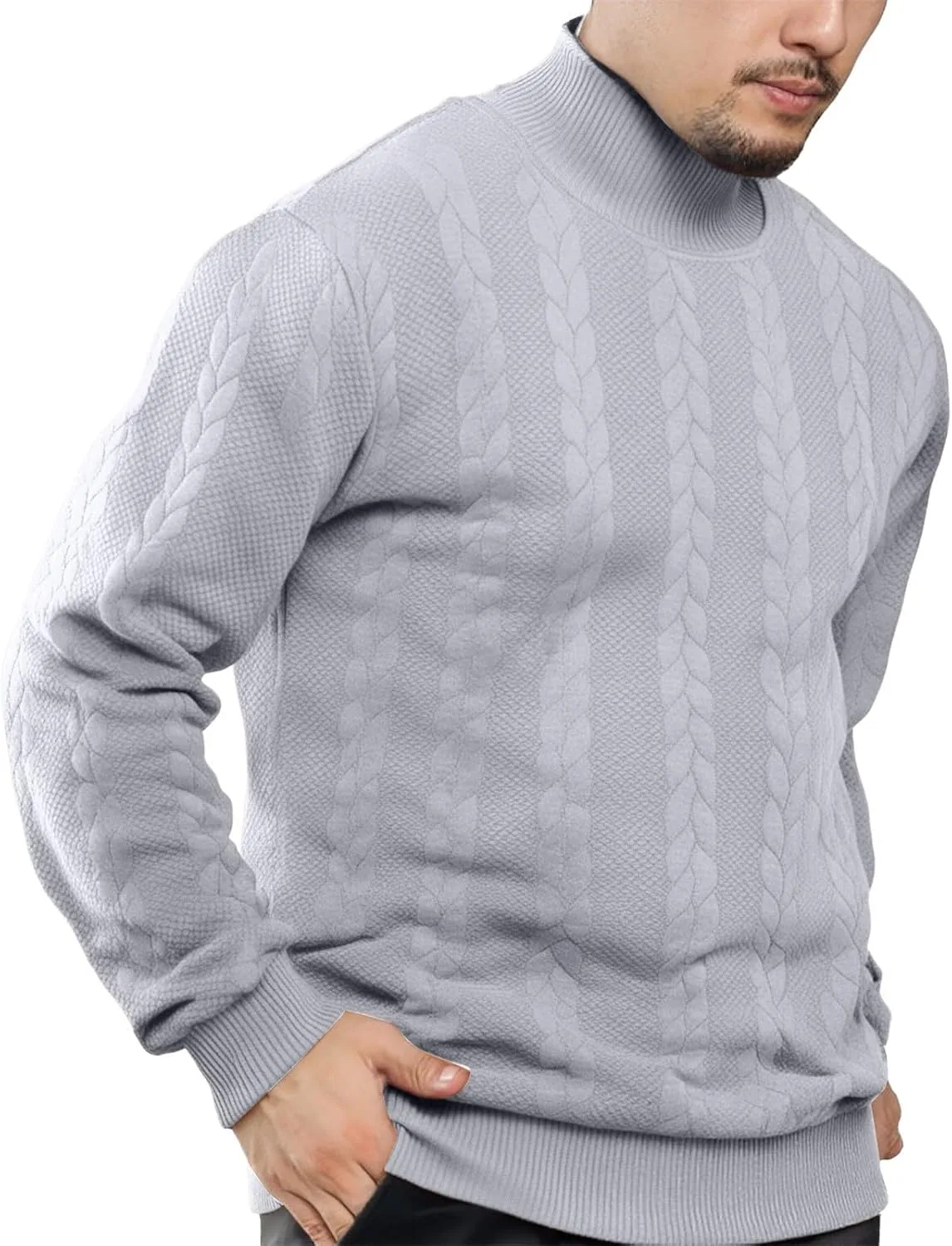 

Мужской вязаный свитер с воротником стойкой