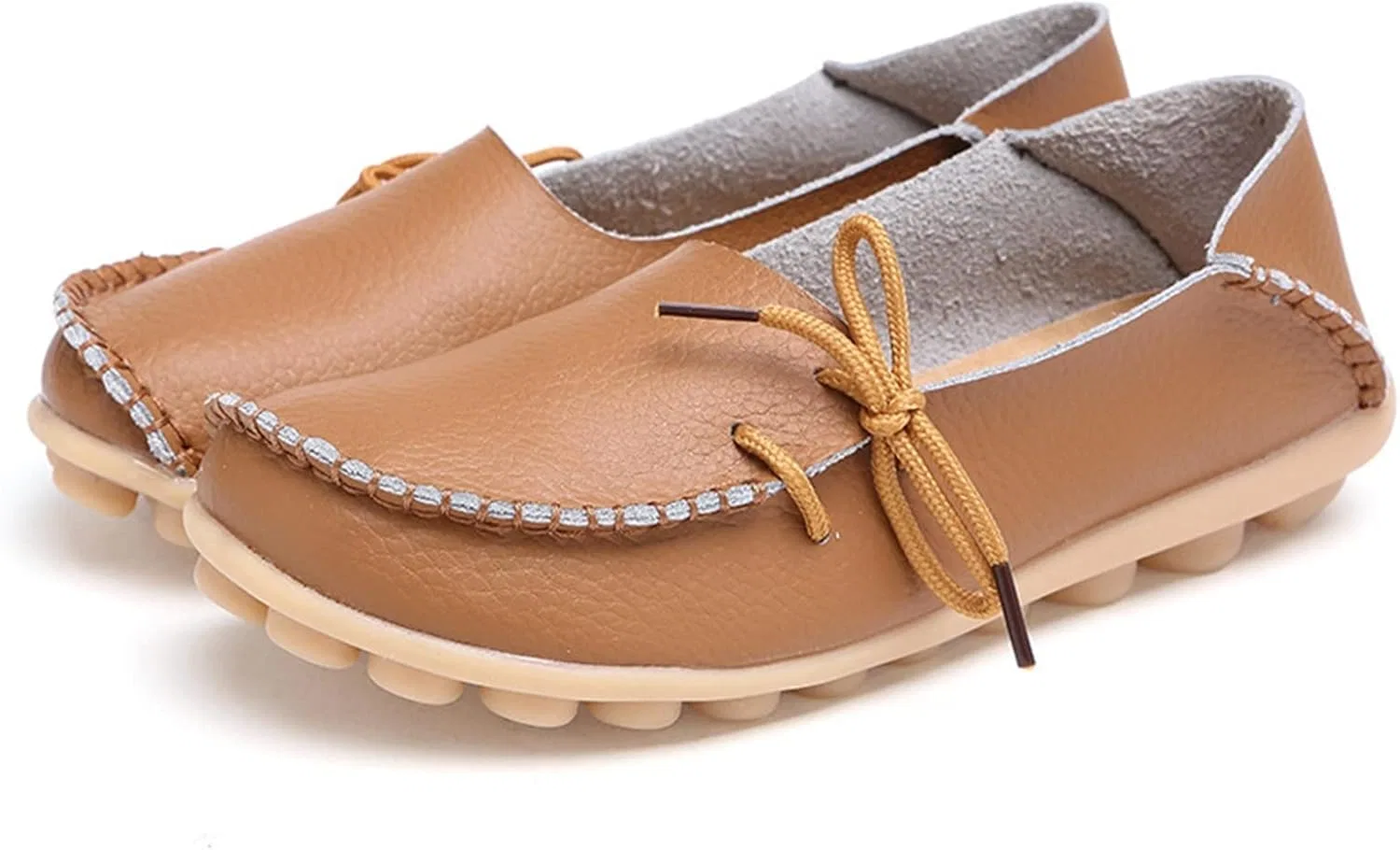 Лоферы женские кожаные легкие, Loafers, светло-коричневый Gikleihwy