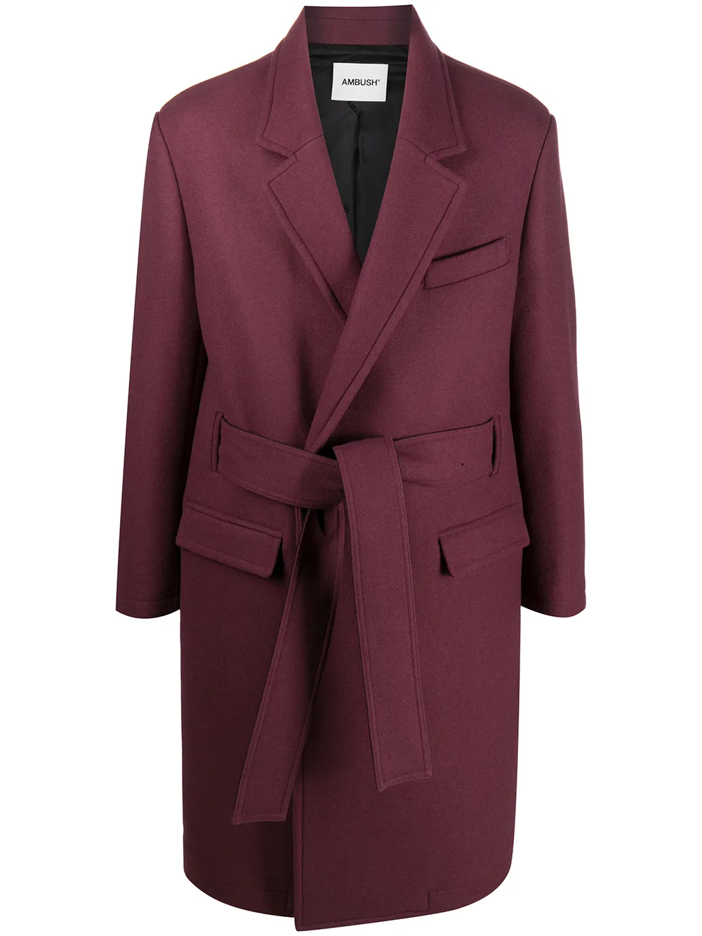

Однобортное пальто с поясом Ambush, красный