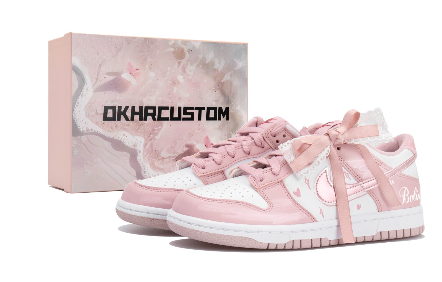 

Кроссовки Nike Dunk Skateboarding Shoes Women's Low-top White/pink, розовый