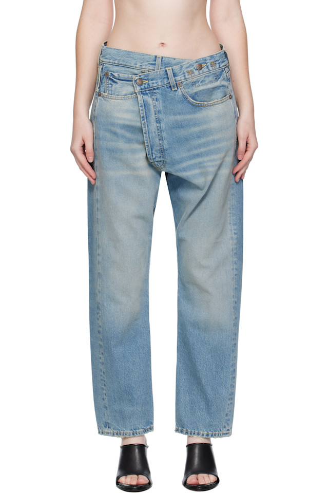 

R13 Синие джинсы с перекрестным кроем