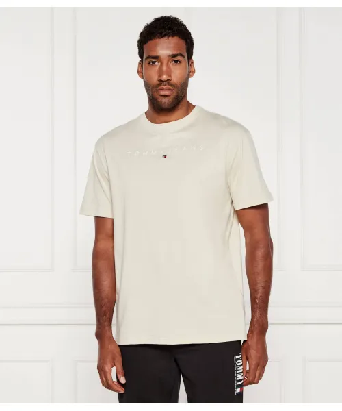 

Футболка с линейным логотипом Regular fit Tommy Jeans, бежевый