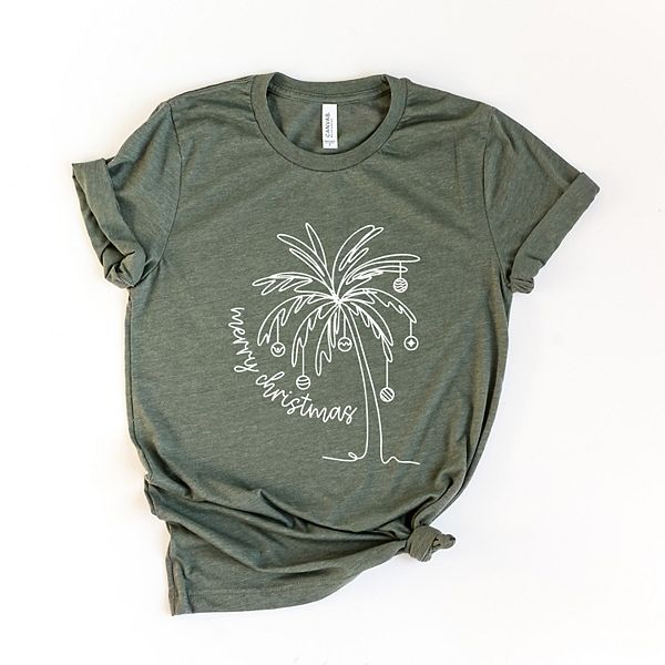 

Футболка с принтом "Merry Christmas Palm Tree" Simply Sage Market, Army Green