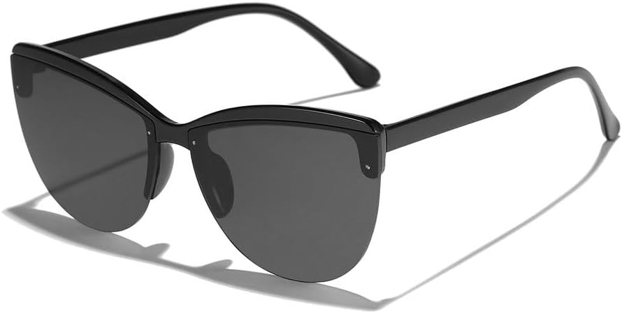 

Винтажные солнцезащитные очки «кошачий глаз» в полуободковой оправе для женщин и мужчин, панк-очки, роскошные розовые очки, сексуальные женские солнцезащитные очки HVTVTLA, Black Black